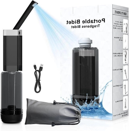 Bidet Portatile con Grande Capacità e Ricarica USB - Asciugamano a Alta Pressione per Igiene Personale - Ideale per Viaggi - Adatto per Uomini, Donne e Bambini