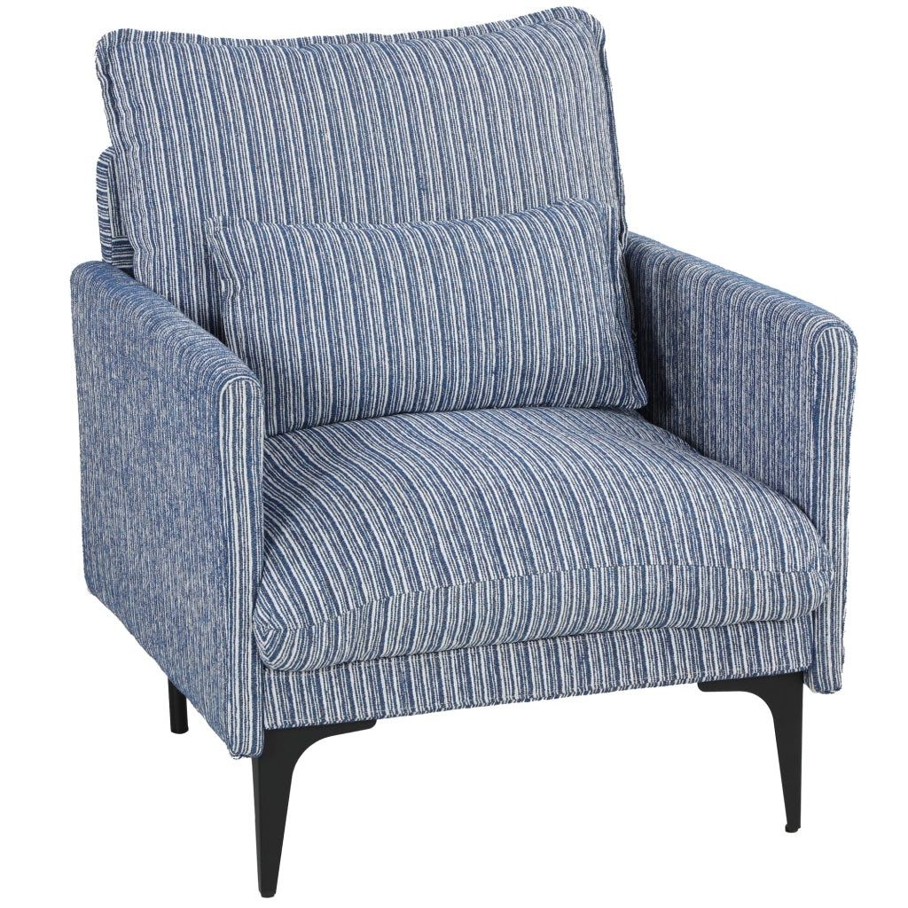 Poltrona Relax Blu in Tessuto con Cuscino Lombare e Braccioli ¨C Zephmum ¨C 100x90x80