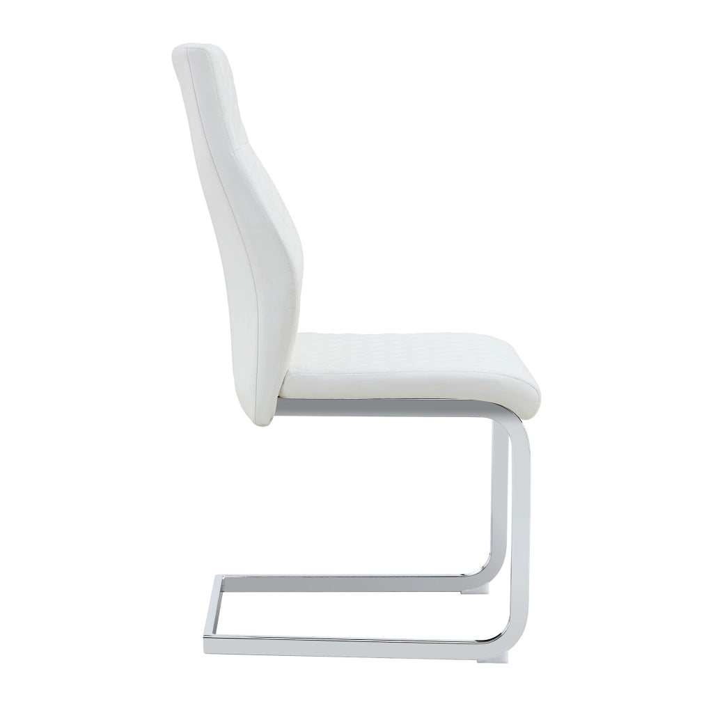 Sedie da Pranzo Set 2 Pezzi ¨C MINIMAL ¨C Bianche Velluto Schienale Alto Gambe Metallo