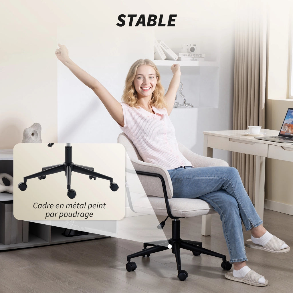 Sedia da ufficio ergonomica ¨C zephmum ¨C 63x65x83-92 cm, crema