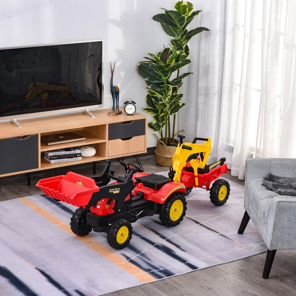 Trattore a pedali con rimorchio e pala ¨C Xylo ¨C Rosso per bambini 3+ anni
