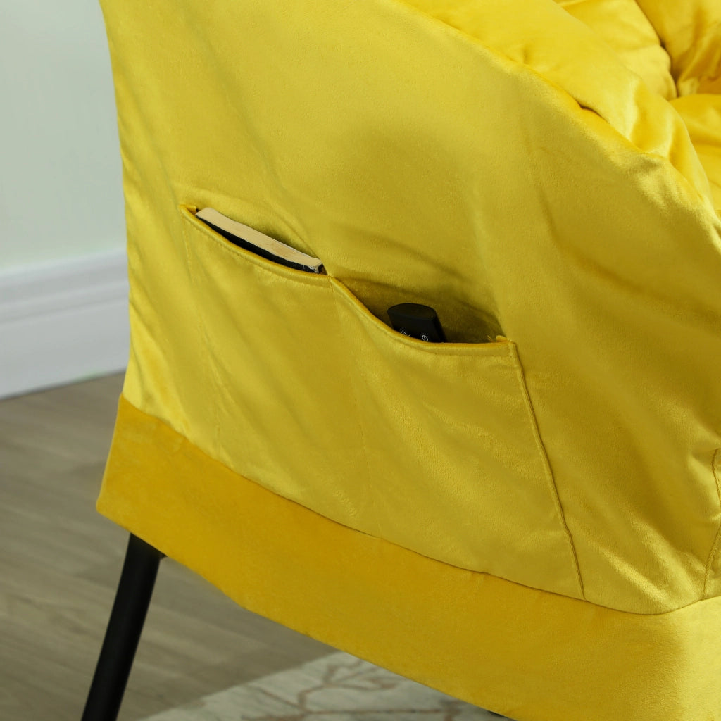 Poltrona con poggiapiedi ¨C zephmum ¨C giallo, tessuto