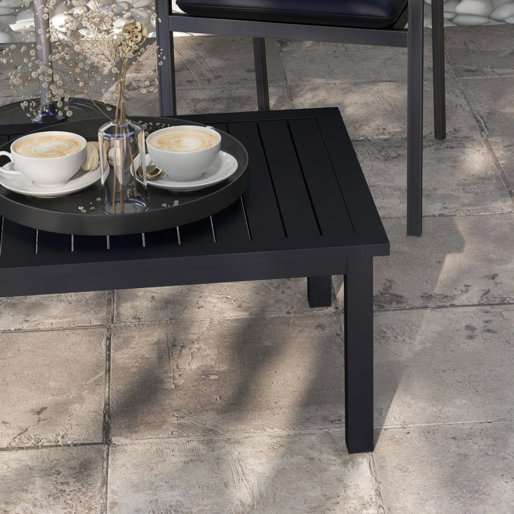 Tavolino rettangolare in alluminio per interno ed esterno ¨C zephmum ¨C nero 100x60x37 cm