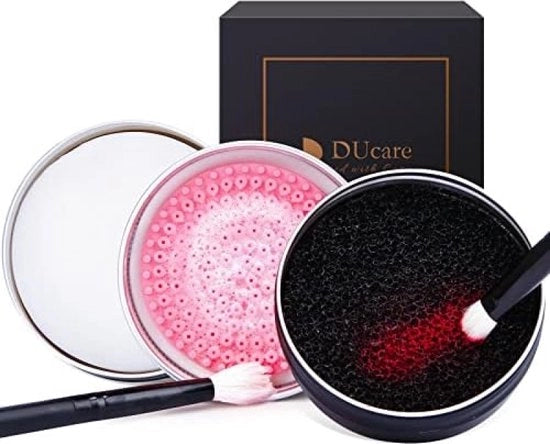 Pulitore di spazzola per trucco, 2 pezzi, pulitore di spazzola, spazzola per sapone solido e spugna per rimozione colore