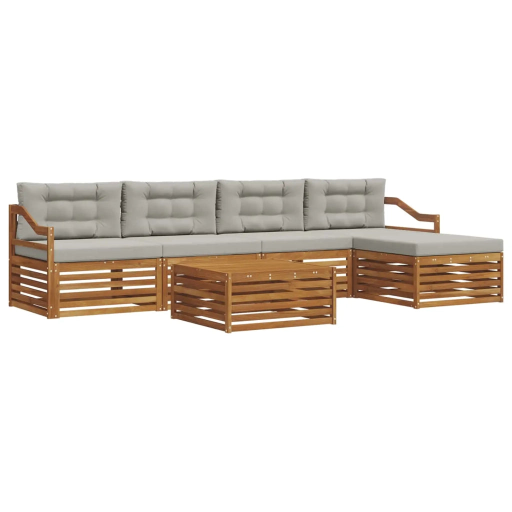 Set di divani da esterno 6 pcs Grigio Naturale e Chiaro