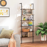 Libreria a 6 ripiani, 60 x 20 x 183 cm, scaffale industriale con telaio in metallo, scaffale espositivo per home office e soggiorno (marrone)