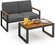 Set di mobili da giardino, 2 pezzi, per 2 persone, mobili da esterno con 1 poltrone e 1 tavolino da caffè, set di mobili da giardino, per cortile, patio, balcone, terrazza