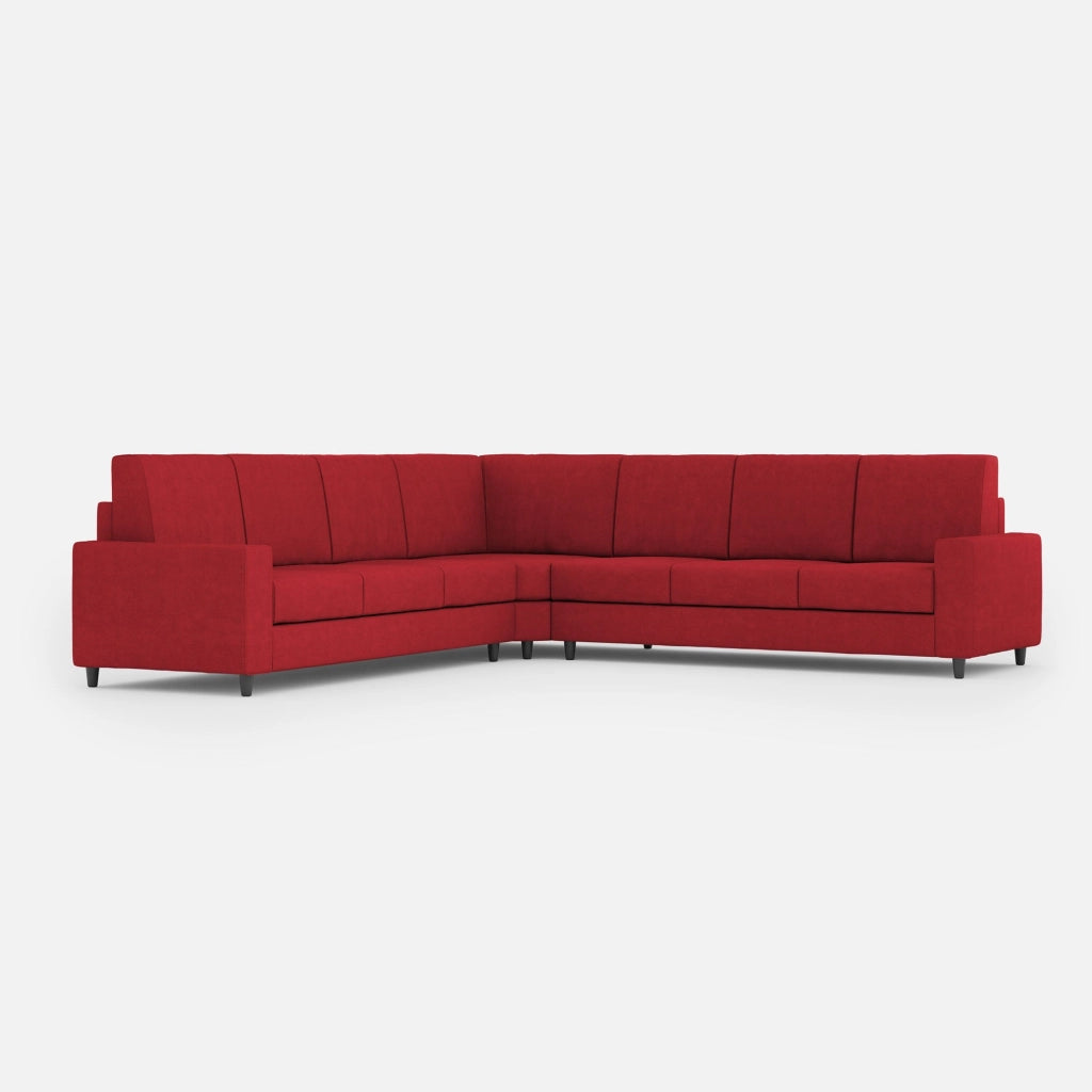 Divano Angolare 7 Posti 286x286x85 cm Sakar in Tessuto Rosso