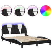 Letto matrimoniale | Letto per adulti | Giroletto Viana con LED senza Materasso Nero e Bianco 140x190 cm