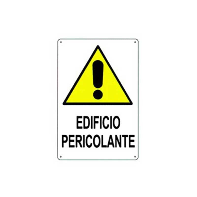 Cartello di pericolo edificio pericolante in polionda cm 50x70