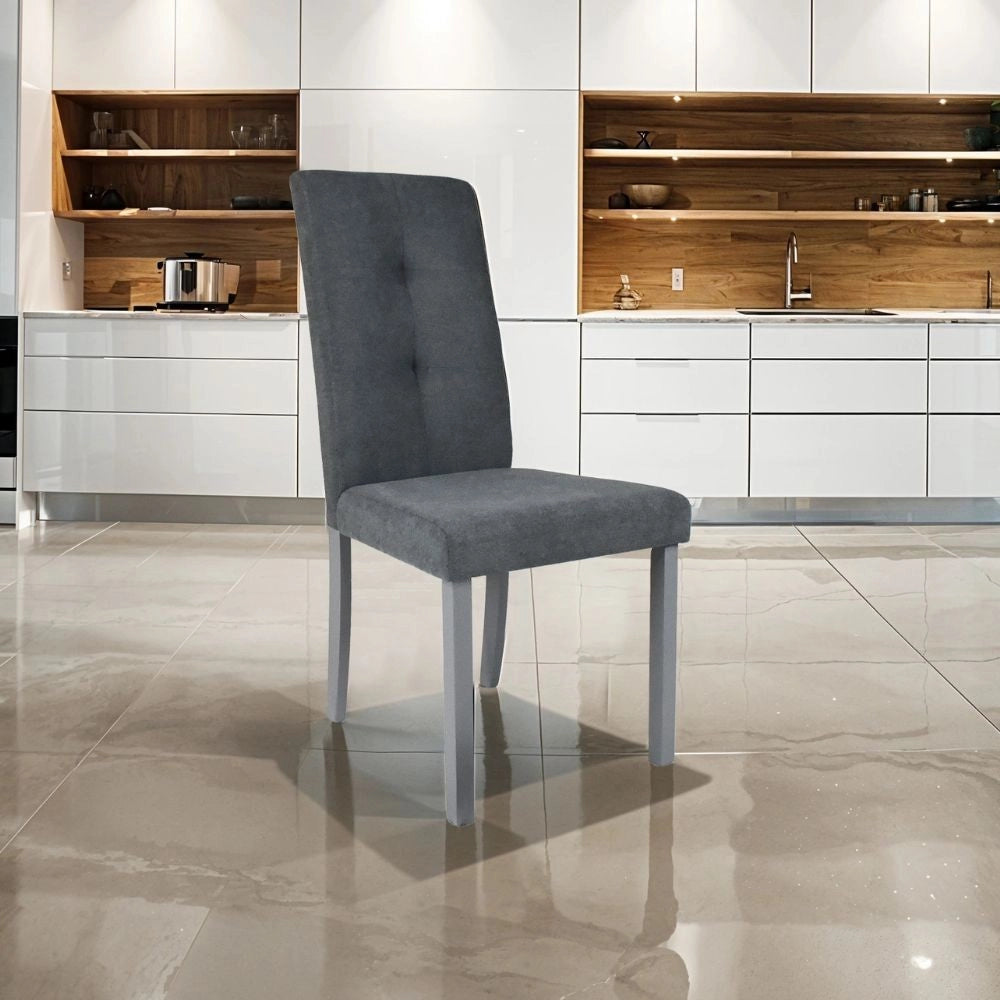 Set 2 Sedia Eric in legno colore grigio con seduta in tessuto grigio