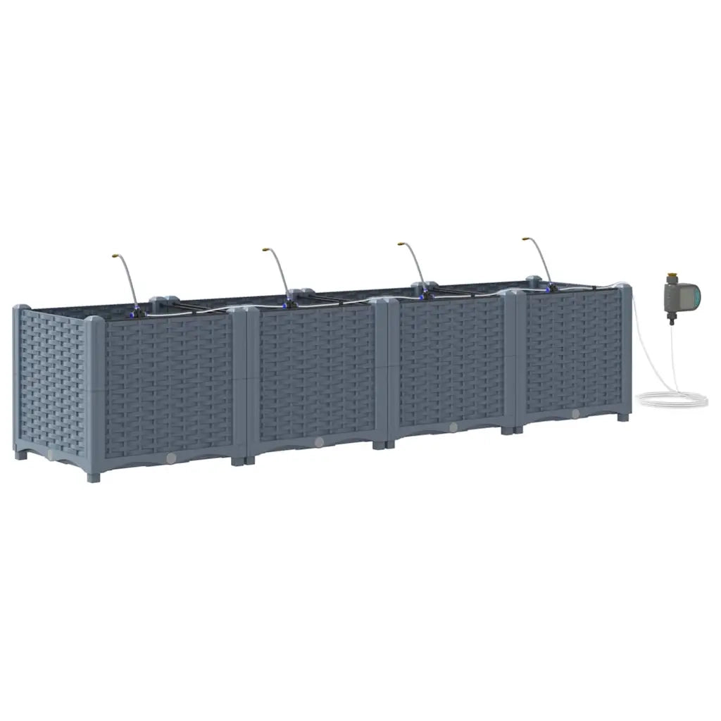 Vaso da giardino 4 pz-Set di 4 Fioriera da Esterno-Contenitore per Piante Grigio Chiaro Acciaio 535281