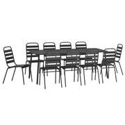 Set da pranzo da giardino per esterni in acciaio antracite da 11 pezzi 02_0013570