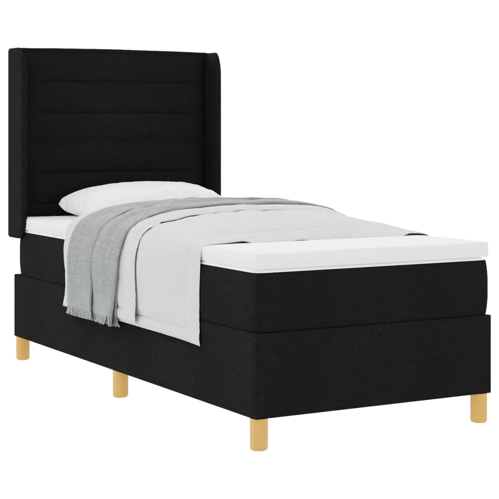 Letto a molle con materasso Nero 90 x 190 cm Tessuto 3341744