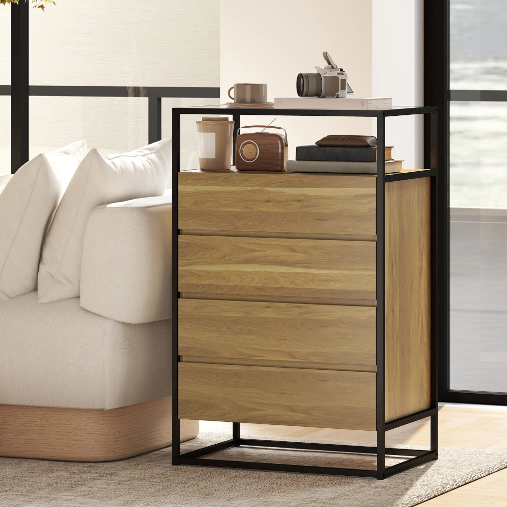 Cassettiera Moderna con 4 Cassetti ¨C Zephmum ¨C Grigio 60x40x94,5 cm