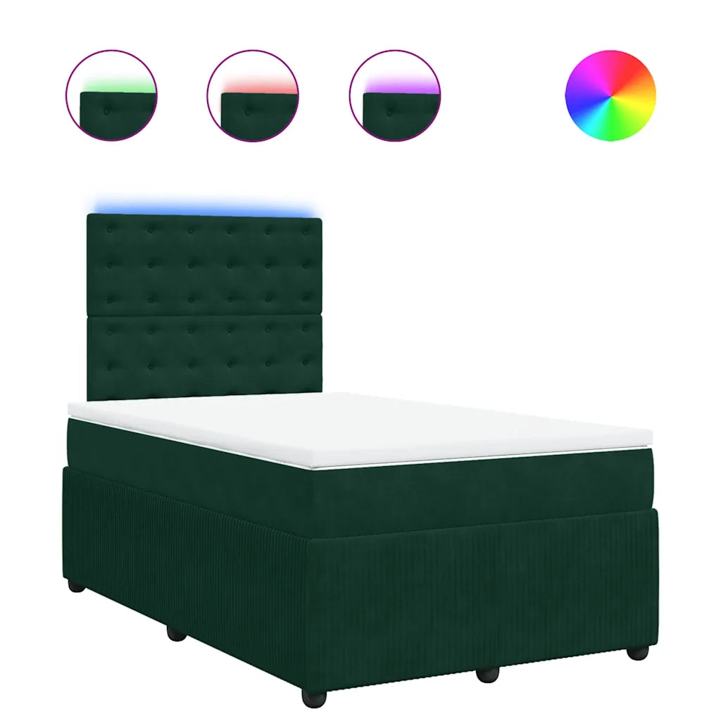 Giroletto a Molle con Materasso Verde Scuro 120x200 cm Velluto