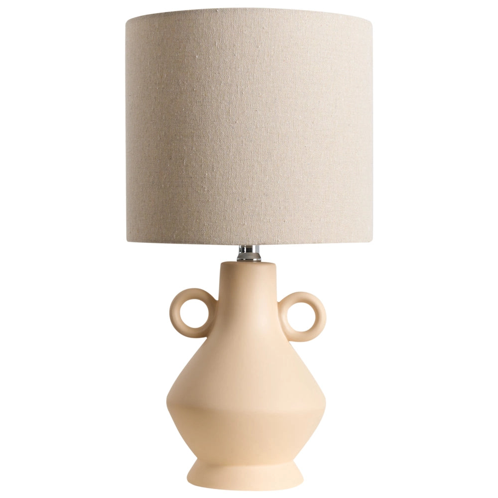 Lampada da tavolo Beige Base in ceramica Tessuto con paralume strutturato Luce d'ambiente a tamburo