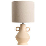 Lampada da tavolo Beige Base in ceramica Tessuto con paralume strutturato Luce d'ambiente a tamburo