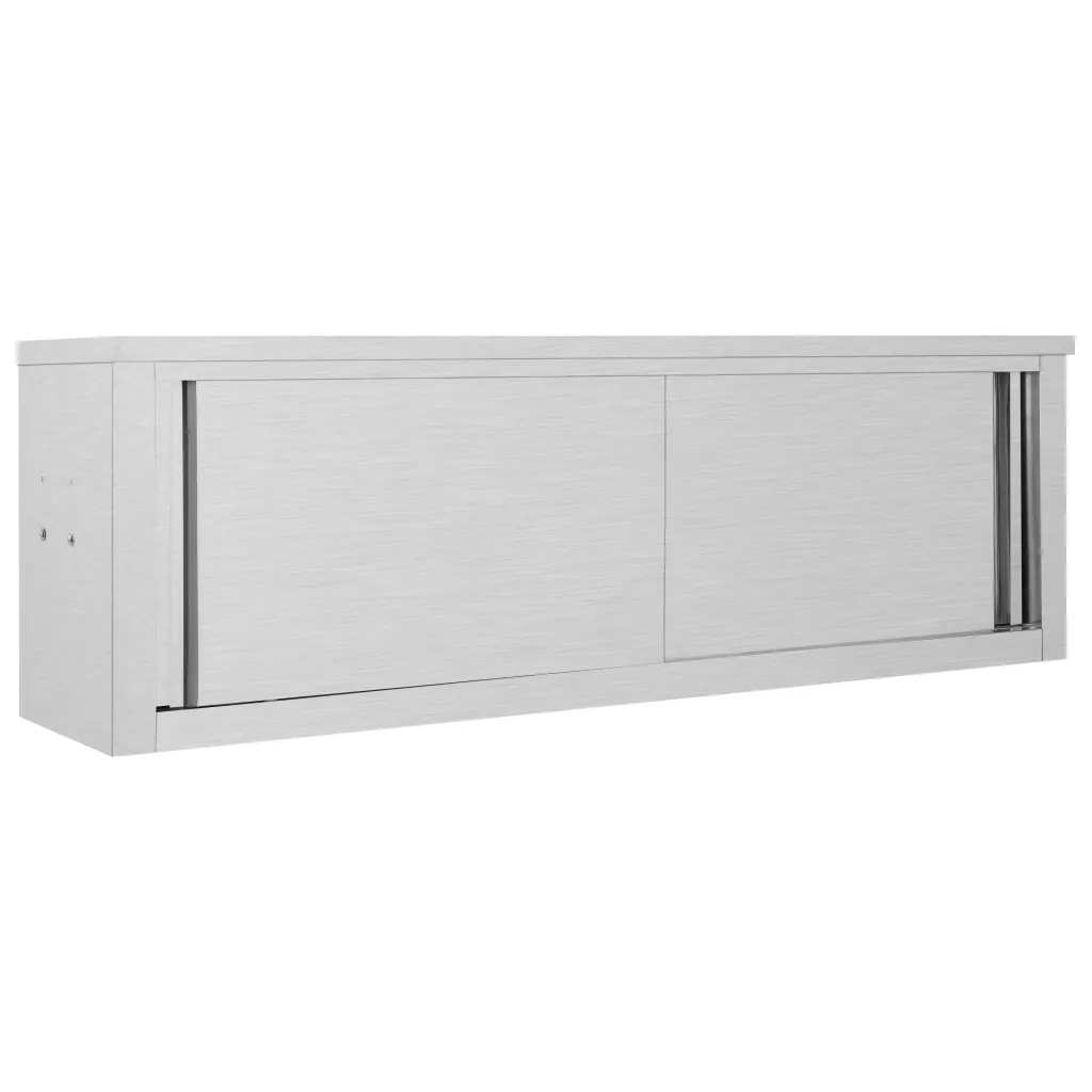 Pensile da cucina a parete con ante scorrevoli 150 x 40 x 50 cm comodo accesso design moderno acciaio inox grigio 02_0046016