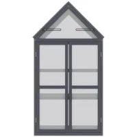 Mini Serra 3 Ripiani Orto Piante con Tetto Apribile Doppie Porte, in Legno Policarbonato, Resistente alle Intemperie, 70.5 x 42 x 132 cm, Naturale