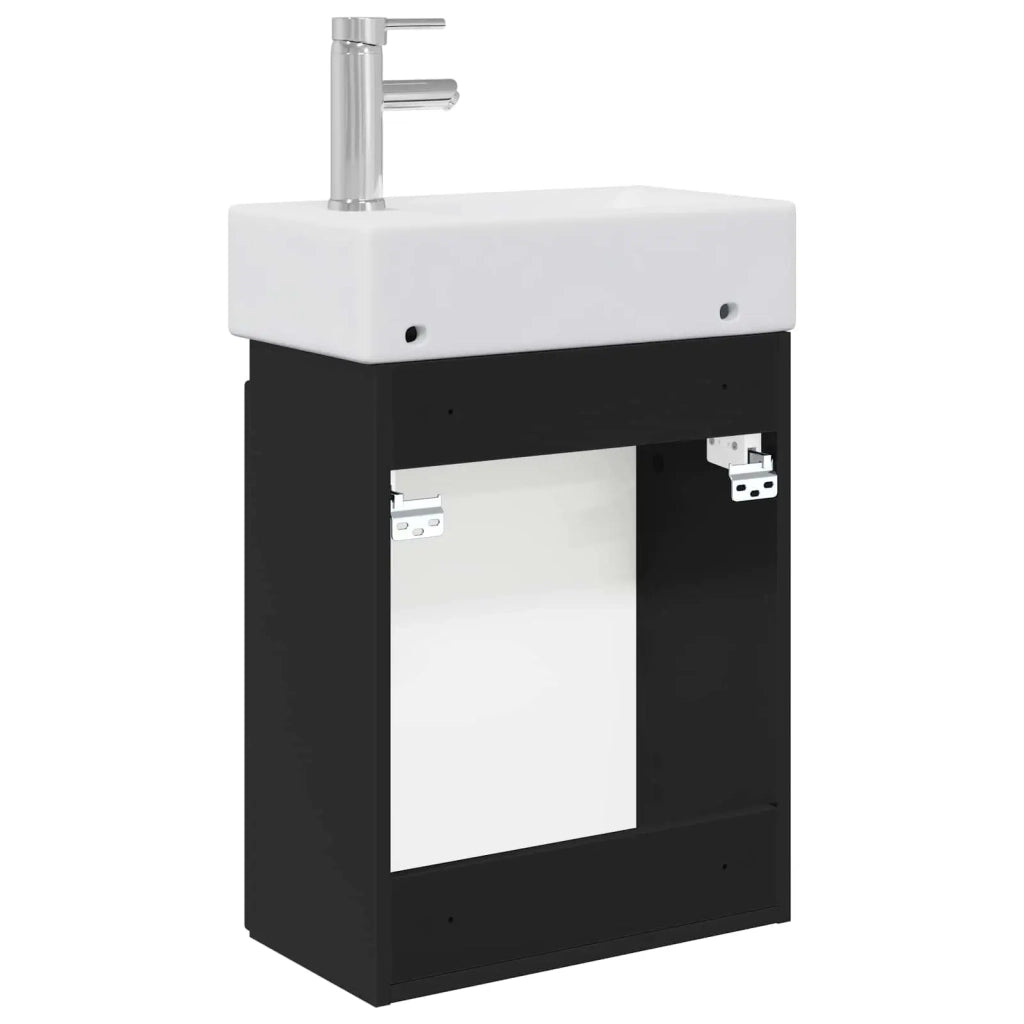 Mobile bagno con rubinetto Nero 45,5 x 22,5 x 84 cm 889452