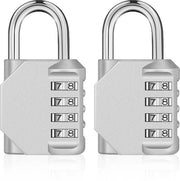 Hangslot combinato con combinazione a 4 cifre, per sporteolari, casse degli attrezzi, resistentente alle intemperie, per porte e cancelli di giardino (lotto da 2, argento)