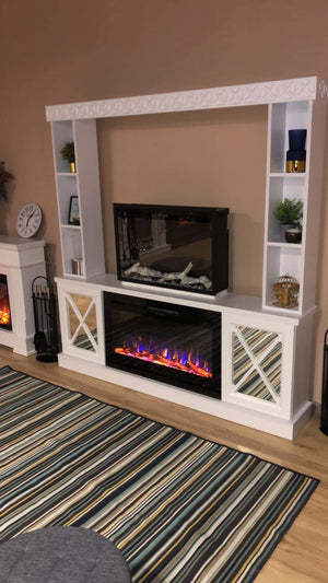 Camino Elettrico da Pavimento 183,5x182x30 cm Effetto Fiamma 1500W Sorento plus & Adeli