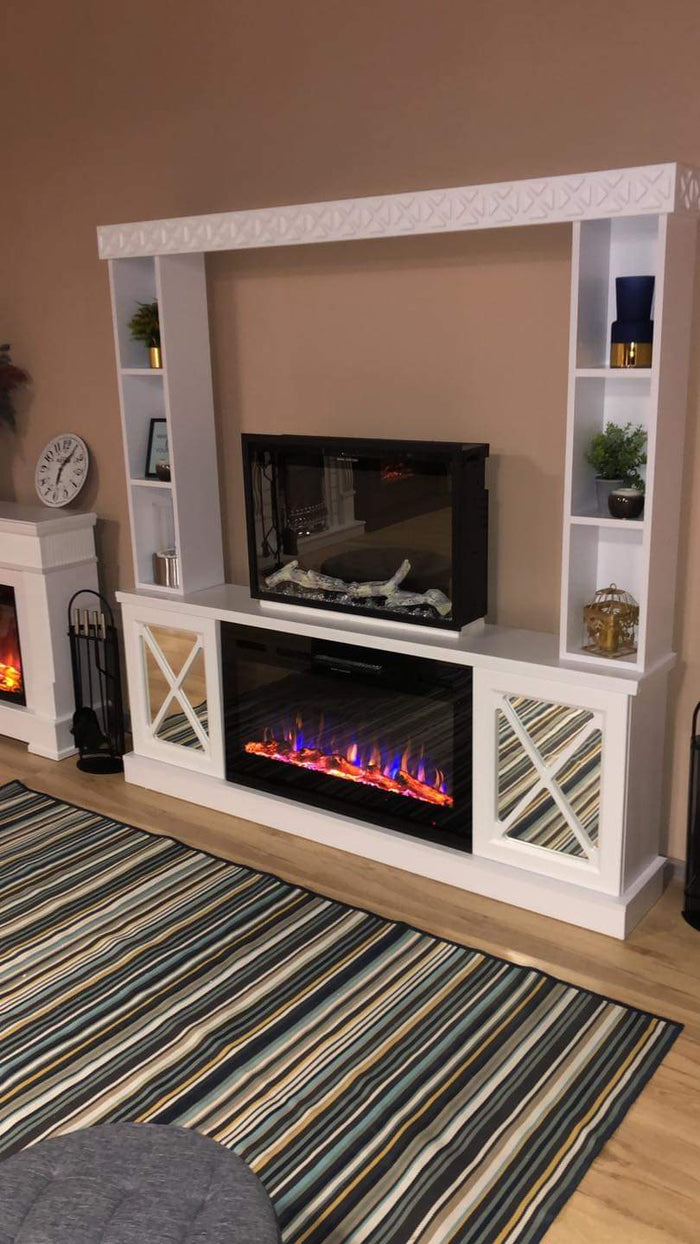 Camino Elettrico da Pavimento 183,5x182x30 cm Effetto Fiamma 1500W Sorento plus & Adeli