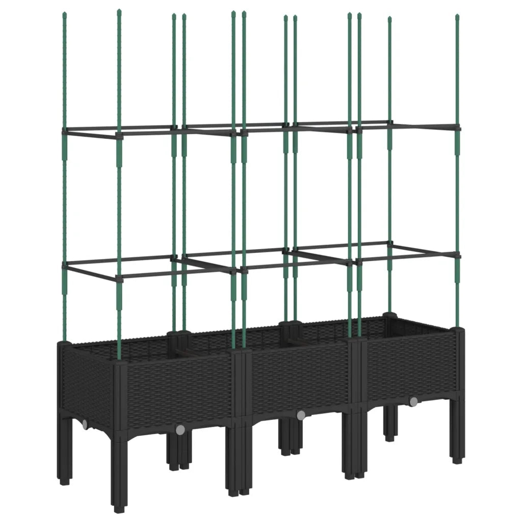 Fioriera da Giardino con Traliccio Nera 120x40x142,5 cm in PP 367958