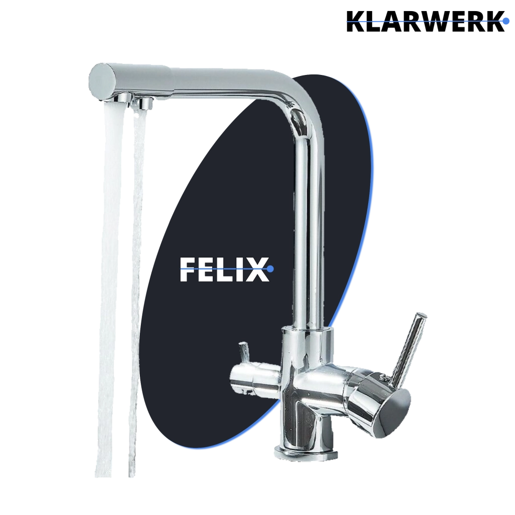 Felice | Raccordo acqua potabile premium a 3 vie cromato lucido Rubinetto miscelatore cucina ad osmosi in acciaio inossidabile | Filtra 3 connessioni