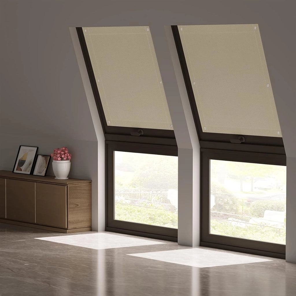 Tenda Oscurante Portatile per Interni con Ventose, Tenda da Tetto senza Perforazione, Tenda Termica per Finestra da Tetto per Lucernario, Compatibile con finestre Y87/087, Beige 96x120cm