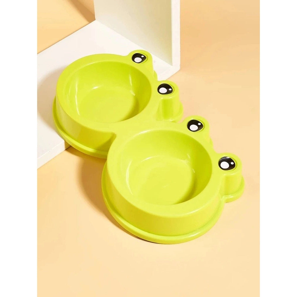 Trade Shop - Ciotola Con Design Rana Per Cane Gatto Animale Domestico Doppio Per Cibo Acqua -