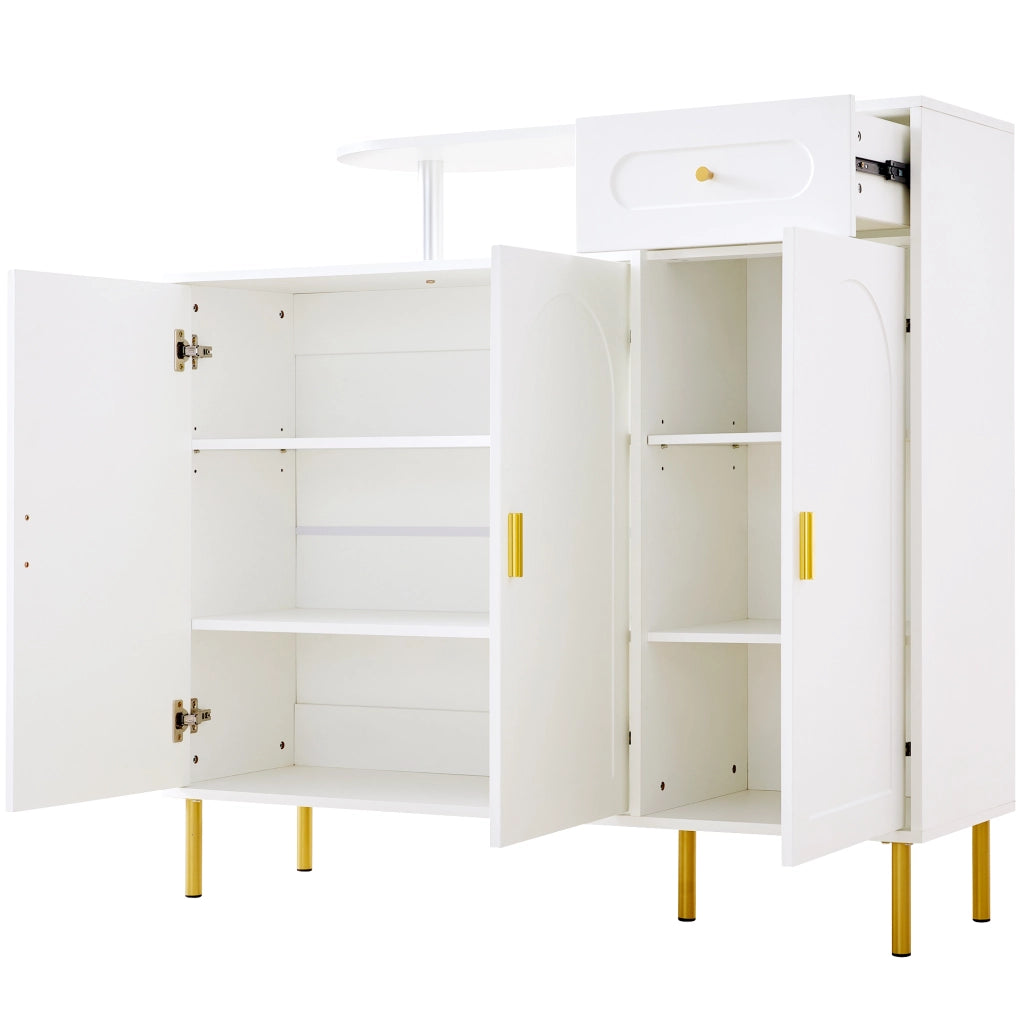 Credenza multiuso con 1 cassetto e 3 ante, struttura in truciolare, finitura bianca, 120 x 35 x 92 cm