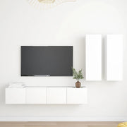 Set Mobili Porta TV 4 pz-Credenza per TV Bianco in Legno Multistrato 101825