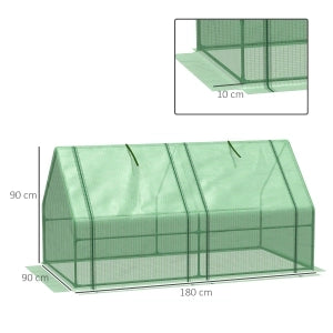 Serra da giardino 180x90x90 cm in acciaio e PE, con finestre arrotolabili, verde