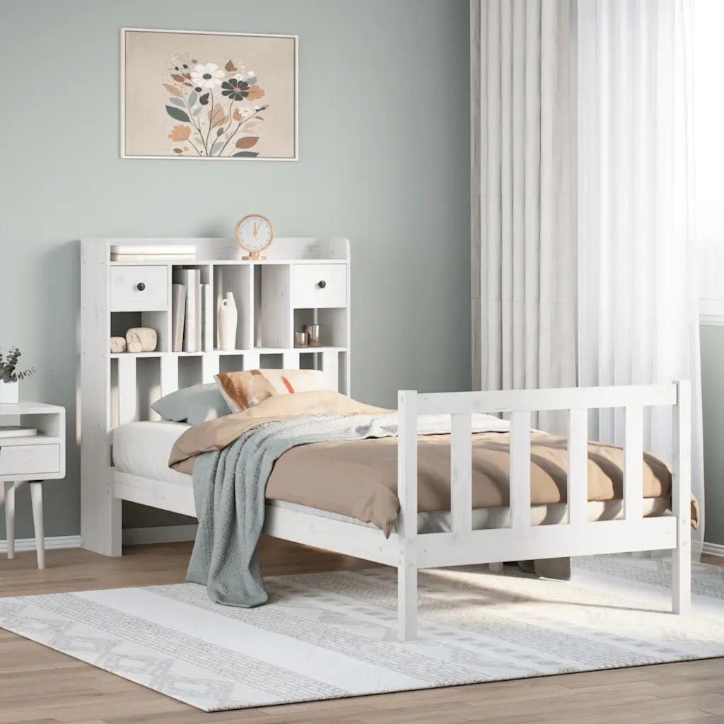 Letto Libreria senza Materasso Bianco 90x190 cm Massello Pino 3321730