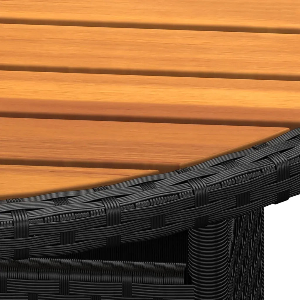 Tavolo Giardino Ã˜80x75 cm Massello Acacia e Polyrattan Nero cod mxl 34174