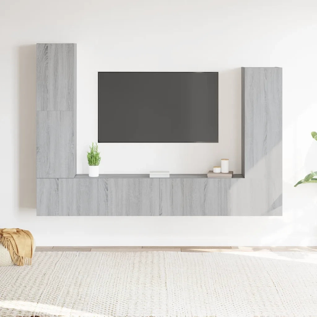 Set di Mobili Porta TV 4 pz-Credenza per TV Grigio Sonoma in Legno Multistrato 106302
