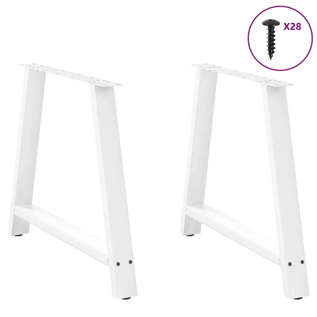 Set di 2 gambe robuste per tavolo da pranzo a forma di A 100 x 72 cm con moderna regolazione dell'altezza acciaio bianco 02_0057141