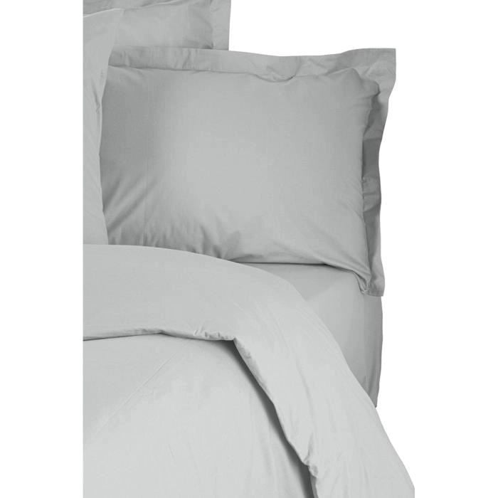 Completo letto - 1 copripiumino 220 x 240 cm + 2 federe 60 x 60 cm - 100% cotone rinforzato - Grigio