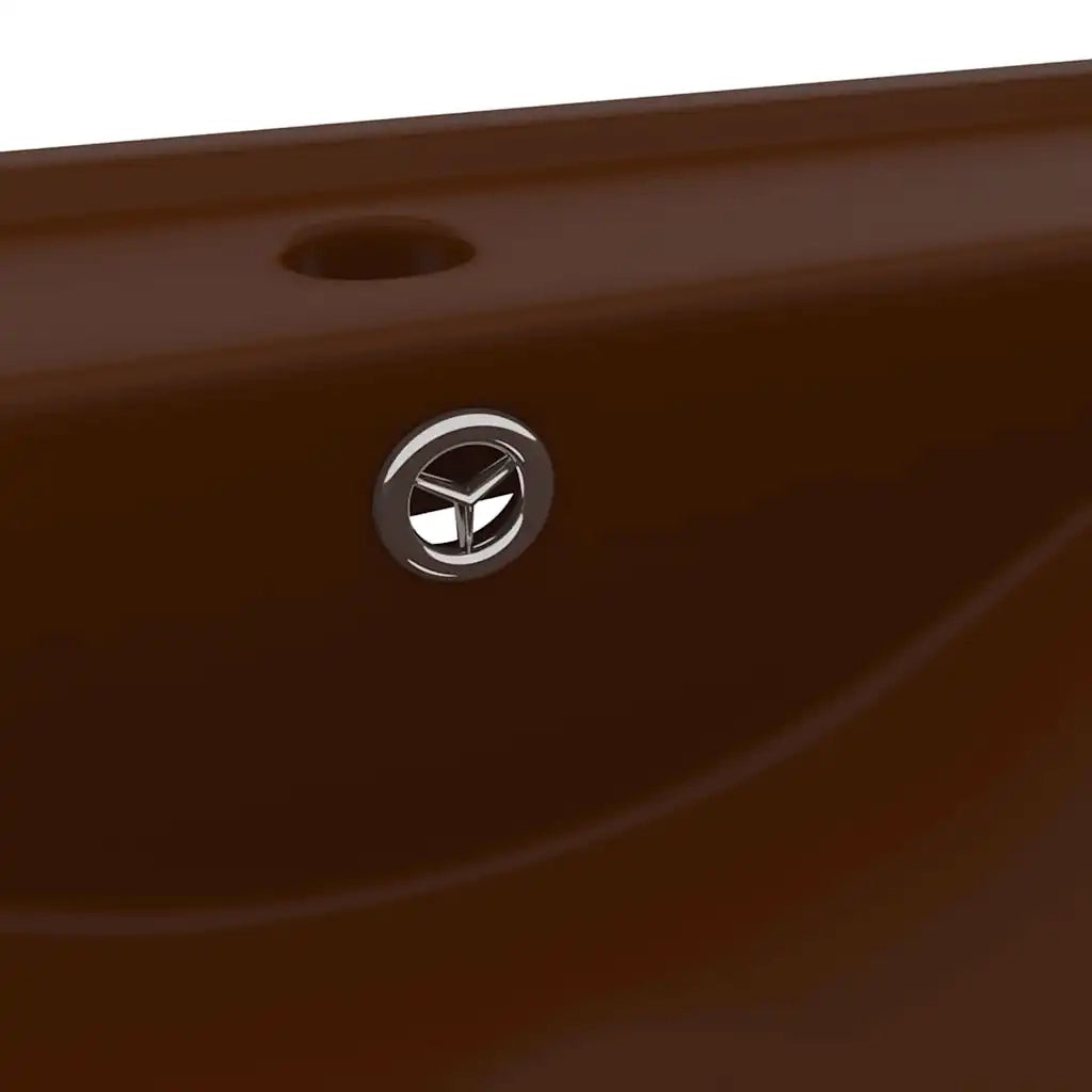 Lavabo con Foro Rubinetto Marrone Scuro Opaco 60x46cm Ceramica CFW8560263