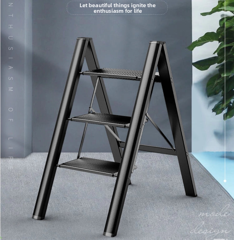 Scala a 3 gradini, sgabello pieghevole, gradini antiscivolo pi¨´ larghi e migliorati, scala portatile e leggera per casa e cucina, supporta fino a 150