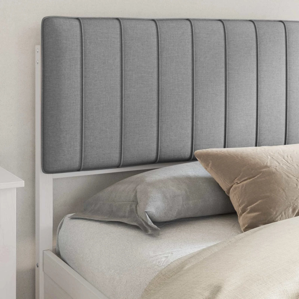 Letto con Testiera Rivestita Grigio chiaro 180 x 200 cm