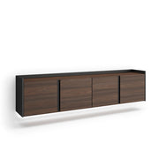 Mobile TV Soggiorno, 207x50x35 cm, Per TV fino a 80", Sospeso, da appendere, LED, Rovere scuro e Nero