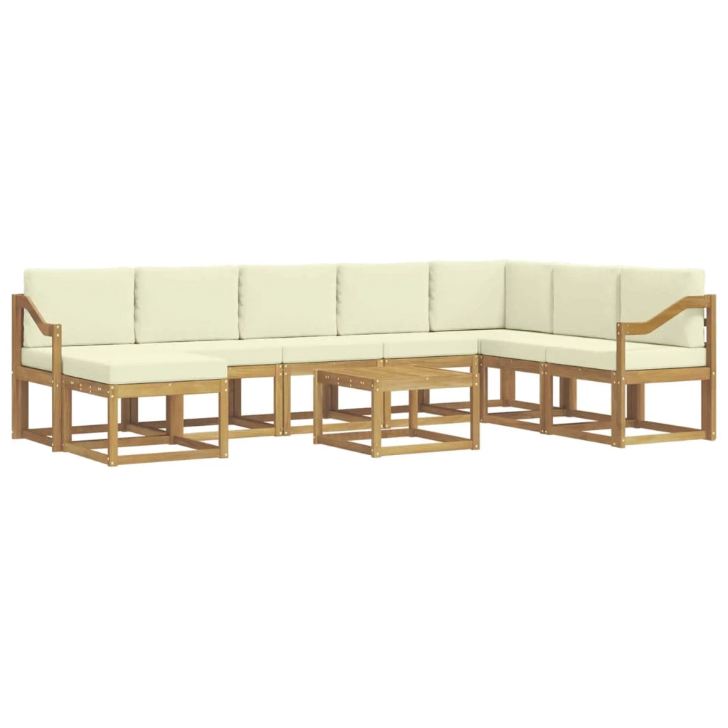 Set di divani da esterno con cuscino 9 pcs Bianco e Crema