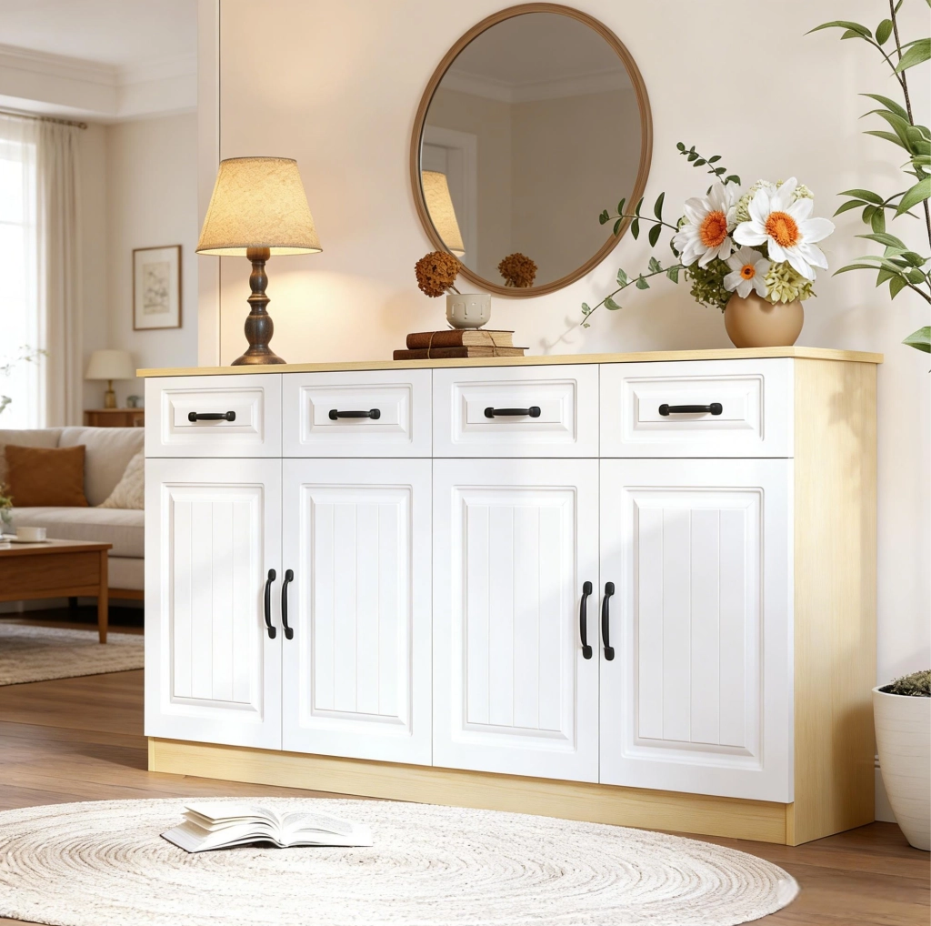 Credenza moderna 160 cm con 4 ante e 4 cassetti