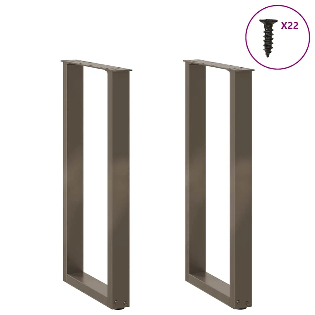 Set di 2 gambe per tavolo consolle a forma di U 38 x 72 cm con piedini regolabili design moderno acciaio naturale 02_0057415