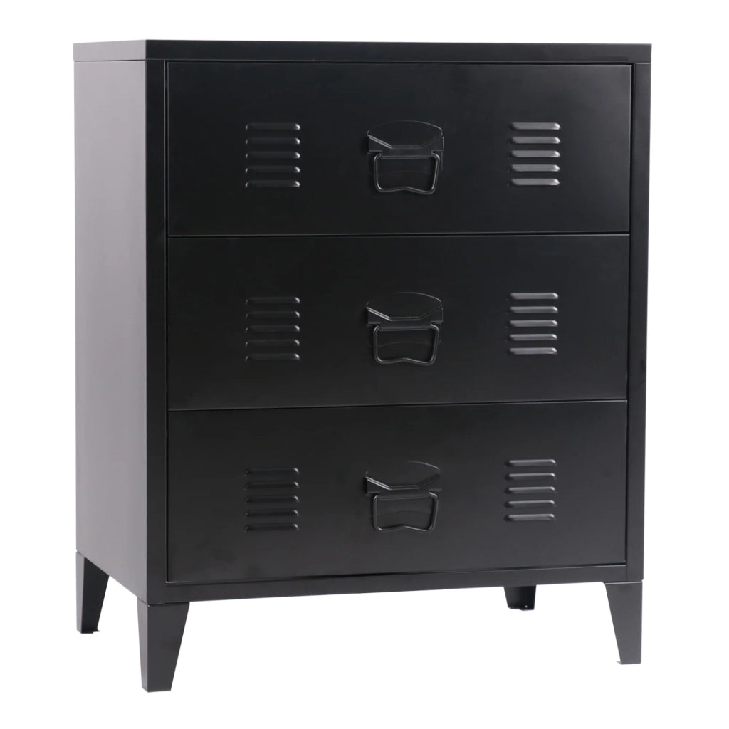Elegante cassettiera pratico mobiletto portaoggetti in metallo acciaio 72 x 60 x 40 cm nero 03_0006837