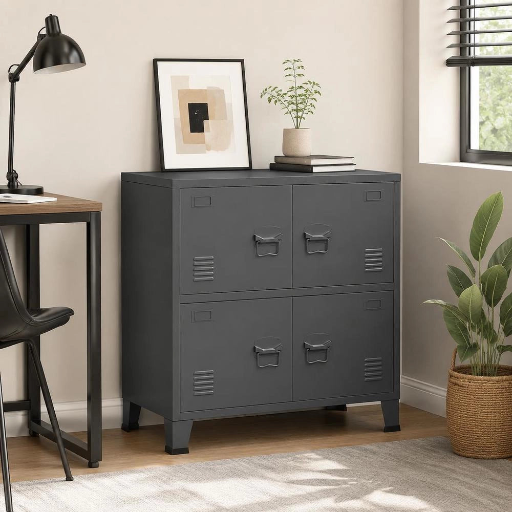Storage Chest, Industrial Style, Anthracite, 75x40x80 Cm, Steel