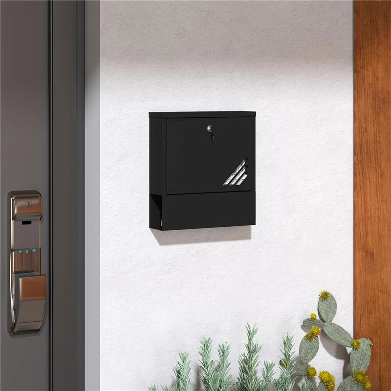 CASSETTA POSTALE A MURO IN METALLO CON FINESTRELLA E SERRATURA 30X8.5X32.5 CM GRIGIO CARBONE